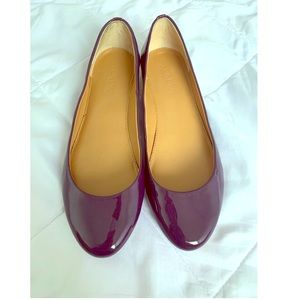J Crew Purple Patent leather Flats With Gold Heels